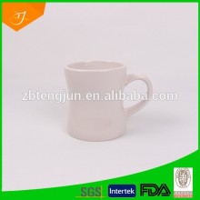 2side open mold mug, trumpet shape ceramic mug, white mug