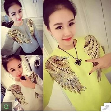 Embroidery Cloth Sequins Feather Patches Accessories Wings