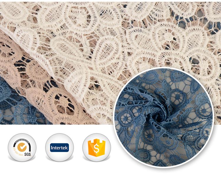 Traditional Apparel fancy custom water soluble chemical lace embroidery fabric