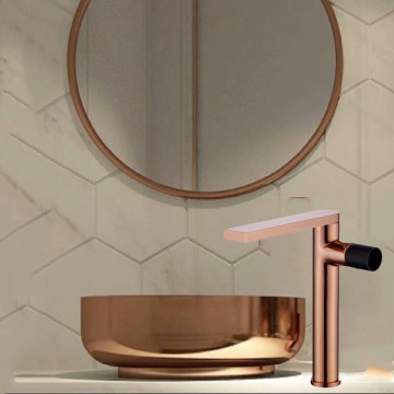 Artistic brass hot and cold water basin faucet