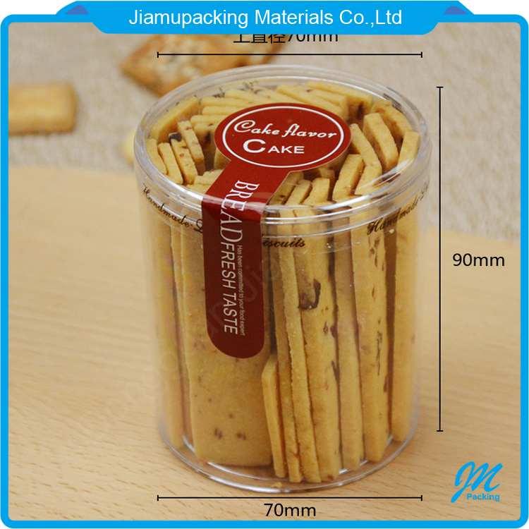 Custom clear plastic cylinder tube cookie and sweet candy container packaging box