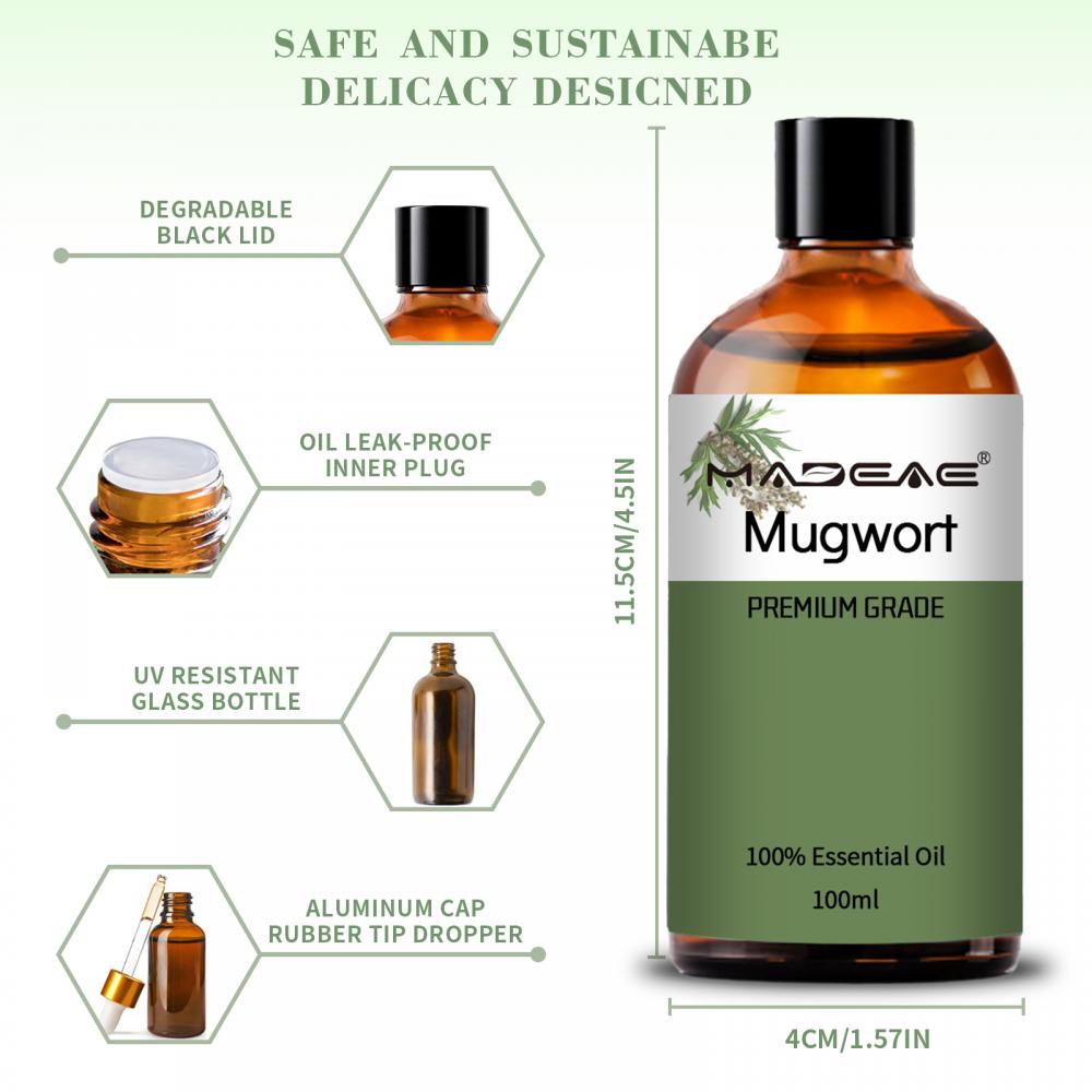 Extracto de naturaleza pura destilación de vapor Mugwort aceite esencial al por mayor de aceite de artemisia para masaje corporal