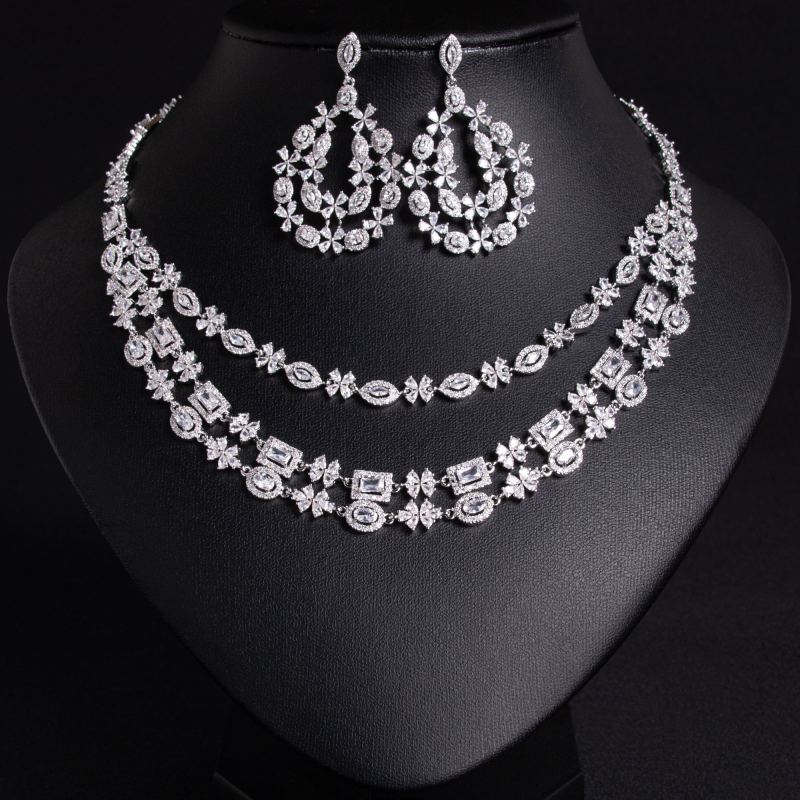Layering Floral Bridal CZ Jewelry Set