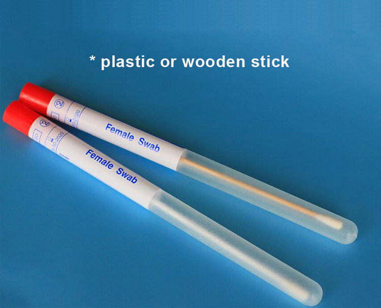 clear medical cotton swab tube with plastic stick