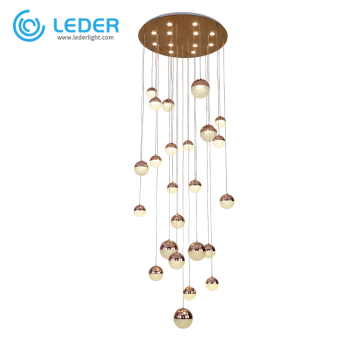 Lustre Suspenso de Cristal Dourado LEDER