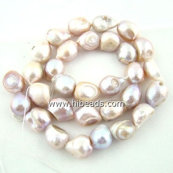 Freshwater irregular pearl strand 10*13mm purple pearls LPS0180