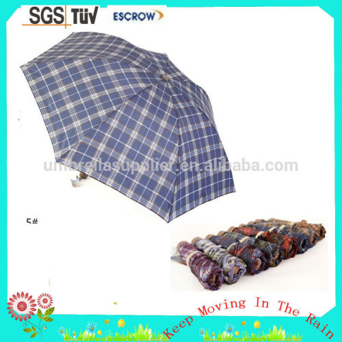 Low price professional crook handle 3 folding umbrella