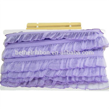 purple ruffled ribbon trim