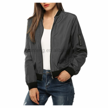 Fashion style plain black Casual Flight jackets