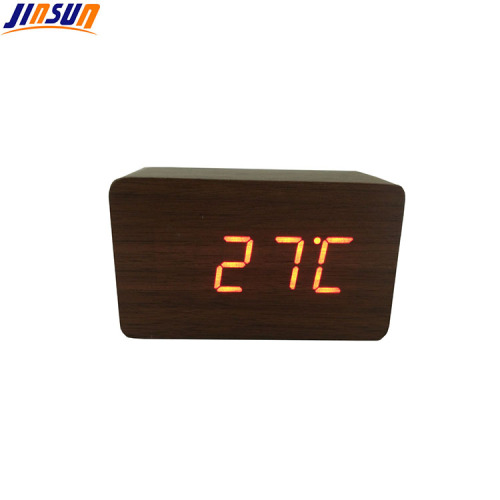 Alarme de mesa quadrado de nogueira Led Clock