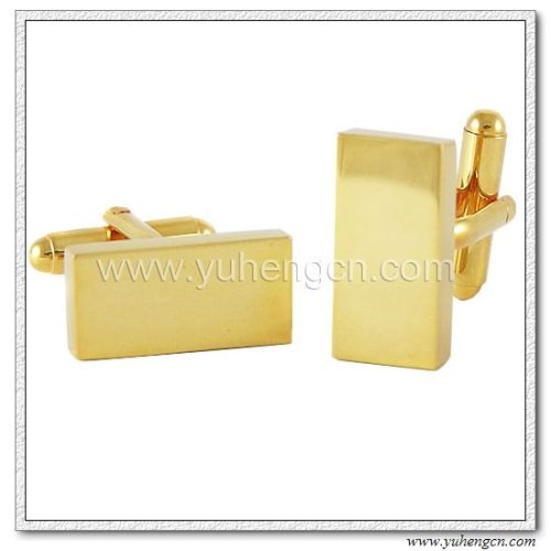 Fashion Gold Plated Plain Metal Cufflinks