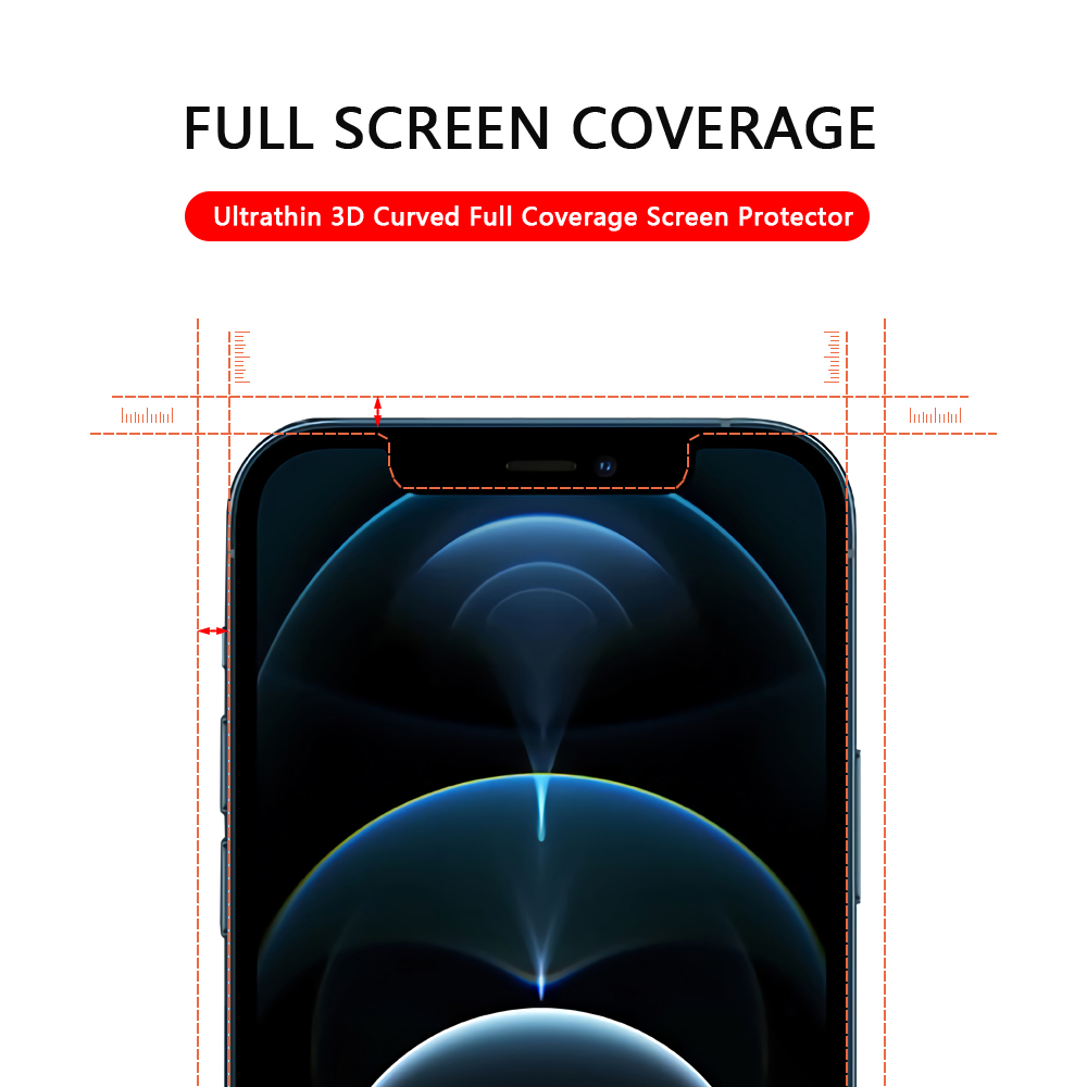 Защитная пленка из закаленного стекла с полным покрытием для Iphone 12 Full Covering Tempered Glass Protective Film for Iphone 12