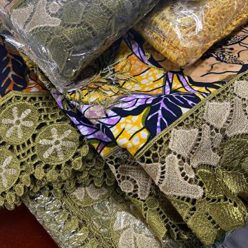 Gold-Stamped Africa Fabric 6 Yard Kente Wax Cloth Tissu