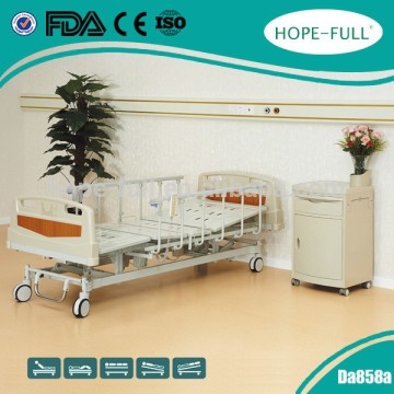 Electric medical hospital bed with unique guard rails