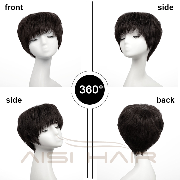 Aisi Hair With Bangs Cuticle Aligned 10A Grade Short For Black Women Indian Bob 100% Human Hair Wig