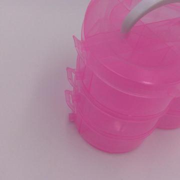 boîte de rangement en plastique rose en forme de cœur