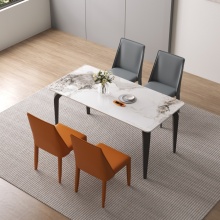 WESOME White Marble Dining Table with Modern Metal Legs