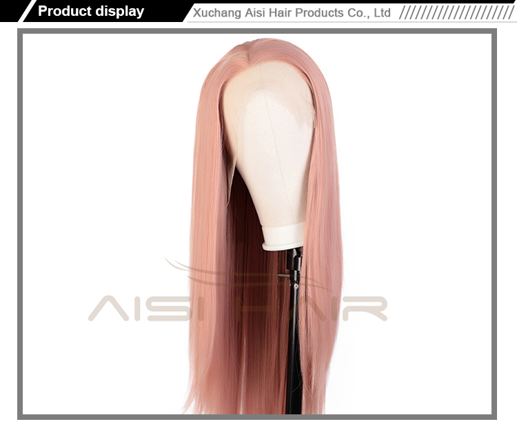 Aisi Hair 26 Inch Long Pink Wig Silky Straight Lace Frontal Wig Cosplay Party Front Lace Hair Wigs For Black White Women