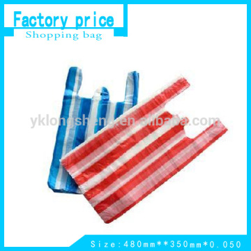 custom PE bags/striped plastic bag/t shirt bags