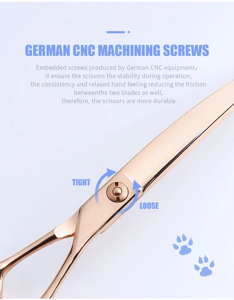7.5inch Japanese Vg10 Steel Rose Gold Pet Hair Scissor Master Craftsmen Handmade Dog Grooming Scissors