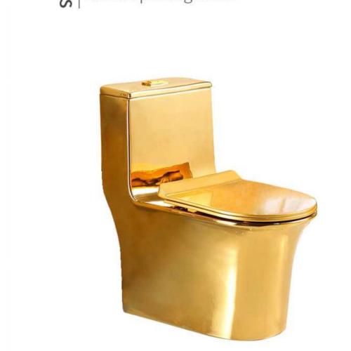 S-trap doble descarga de inodoros de una pieza en color dorado