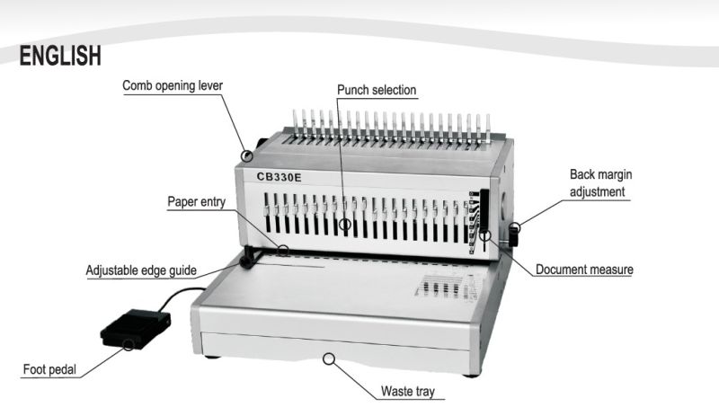 Electric FC Size Comb Binding Machine for Book Punching and Binding (CB330E)