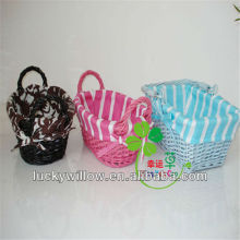 Colorful small willow gift basket with handles&lining