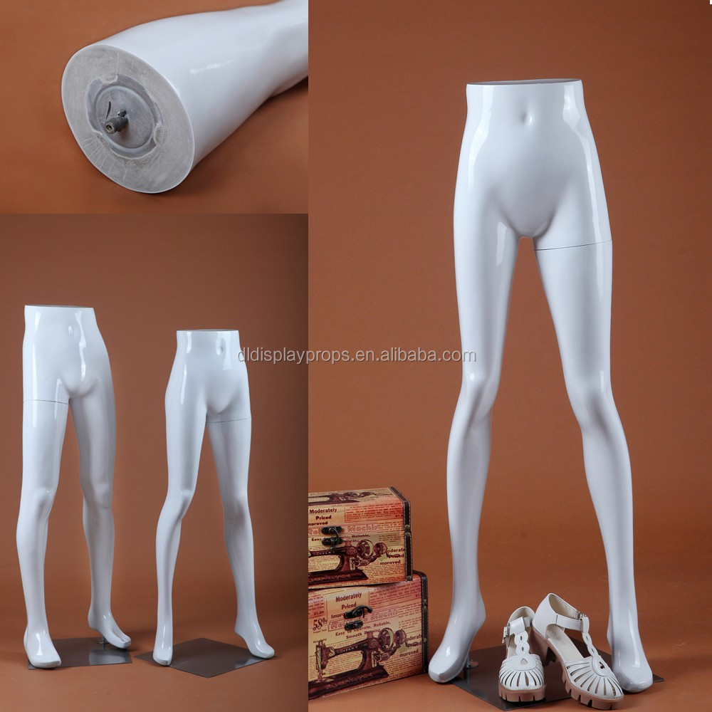 Female garment tools leg mannequin pant model glossy white fiberglass lower body mannequin with base