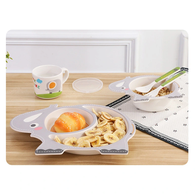 Elephant Shape Bamboo Fiber Kindergarten Children's Dinner Set Tableware