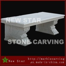 White Marble Rectangule Top Plate Stone Bench