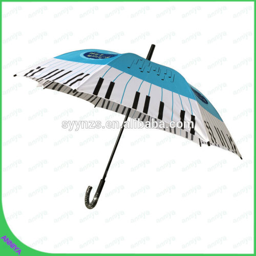 Promotional piano keys Pattern Blue Straight auto open anti uv protection sun umbrella