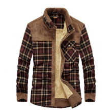 Mens Long Sleeve Sherpa Lined Flannel Shirt Jacket