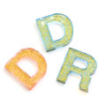 Factory New Arrive Resin Flat Alphabet Letter Beads Charms Kawaii Gold Glitter Filled Letter Alphabet Beads Jewelry Making DIY