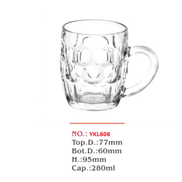 Hot Sale 280ml Clear Cheap Transparent Glass Mug Beer Glass Cup Glasses with Handle