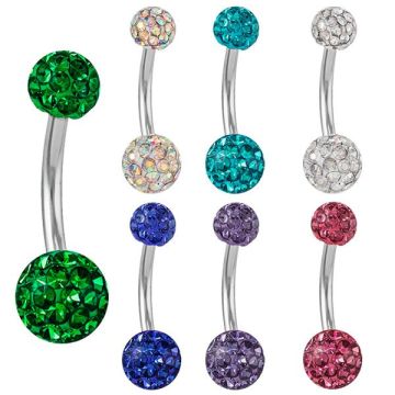 CZ Fixed Gem Ferido Belly Button Ring