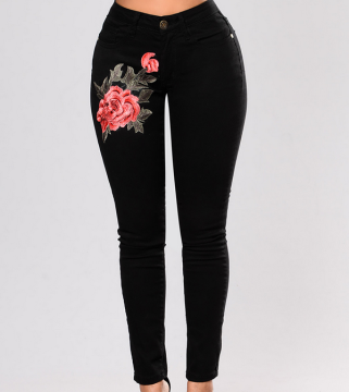 2020 Embroidery Black Ripped Jeans Miss Me Skinny Jeans Ladies