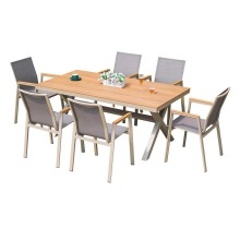 Outdoor long square table and chairs