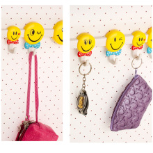 J379 clothes hook smiling face glass decoration, wall hook, clothes hanging hook