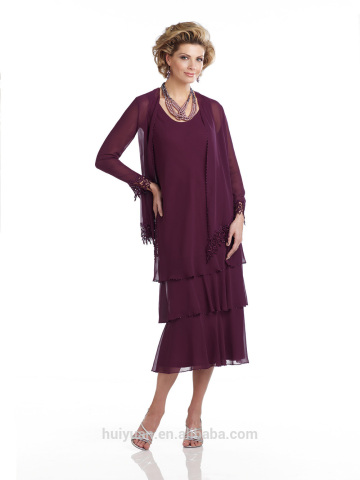 long sleeve knee length layered chiffon turkish evening dresses