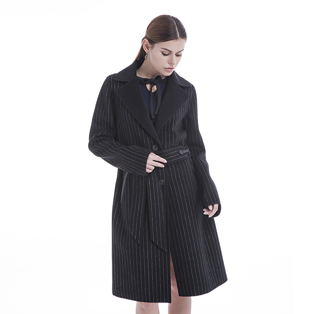 Striped cashmere overcoat