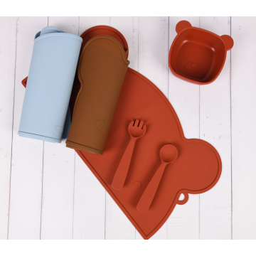 아이들을위한 도매 곰 모양 실리콘 플레이스 매트