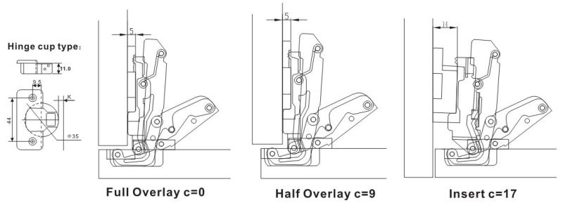 175 Angle Cabinet Hinge Clip-on Hydraulic Buffering (206193)