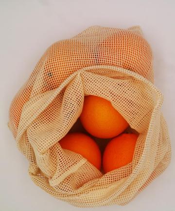 custom zero waste cotton mesh drawstring bag