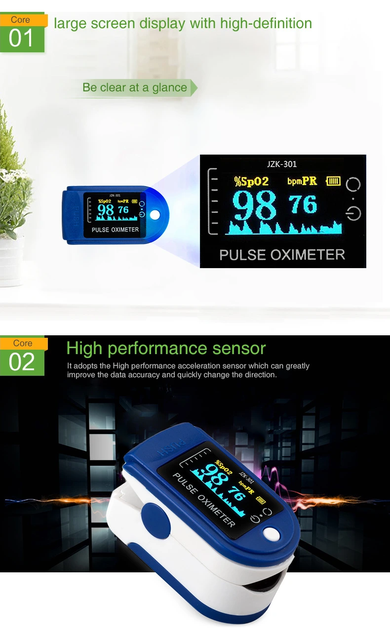 OLED Digital Display Oximetro Rechargeable Fingertip Pulse Oximeter