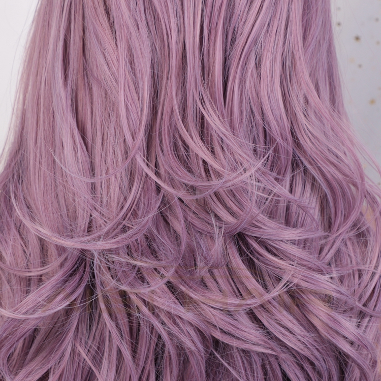 Aisi Hair Popular Light Purple Long Body Wave Wigs For Black Women Long High Temperature Fiber Wigs Free Part Lace Frontal Wigs