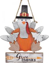 Turkey Shape Wooden Board Carved Give Thanks