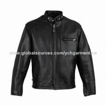Top Men's Cow Nappa Leather Jacket with Zipper Cuff