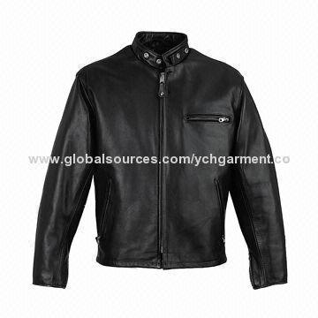 Top Men's Cow Nappa Leather Jacket with Zipper Cuff