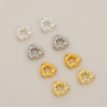 18K Gold Plated Brass Beads for DIY Jewelry: Zircon Round & Twisted Pattern Spacers