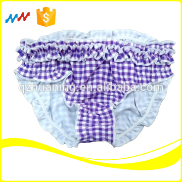 Purple Tartan Girls Swimwear With Wrinkle